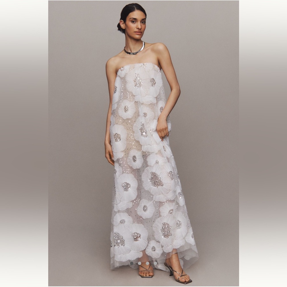 Anthropologie Hesli Margot Strapless Sequin Dress